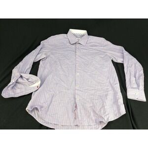 ROBERT GRAHAM Purple/Pink Check Flip Cuff Spread Collar Dress Shirt